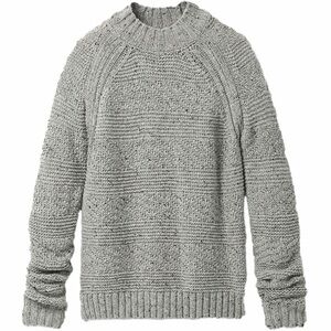 Prana Nemma Mock Neck Cotton Blend Sweater‎ Heather Gray Chunky Knit Size Large